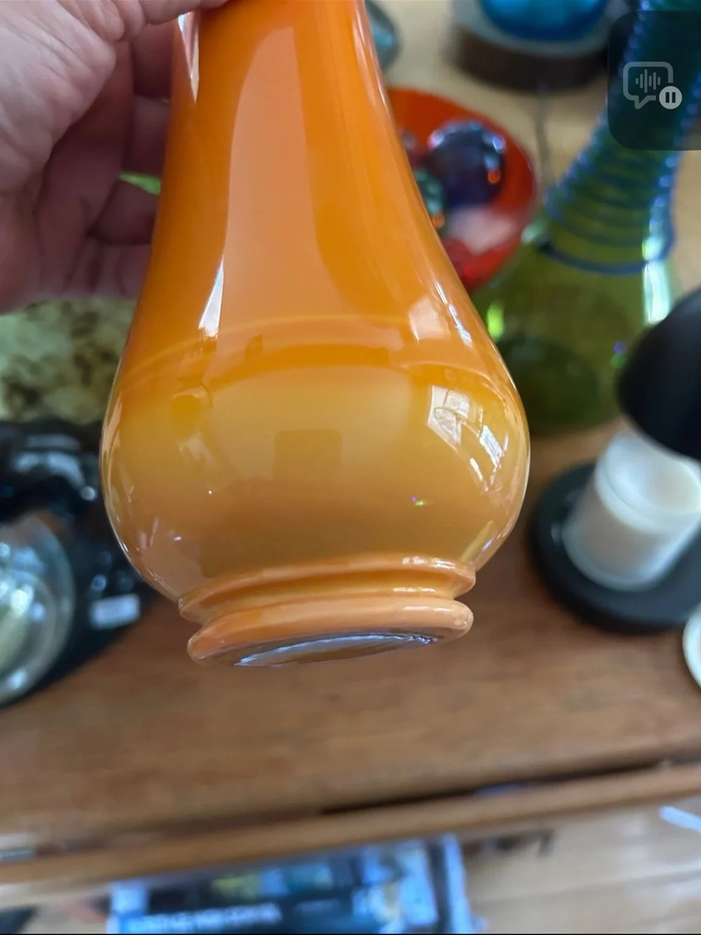 Stunning vintage L.E. Smith Bittersweet Orange Swung Vase 14” GLOWS
